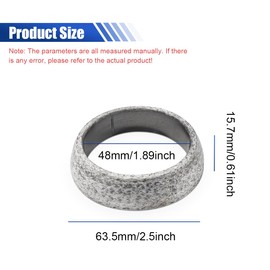 ID 48mm Car Exhaust Manifold Gasket, Graphite Construction Vehicle Seal Muffler Ring, Automotive Exhaust Flange Donut Replacement Gaskets to Prevent Leaking Between Exhaust Manifold and Exhaust Pipe