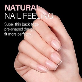 AILLSA Puntas de uñas postizas de ataúd extracortas - 240 piezas de gel mate mejorado, cobertura total, sin limar, preformadas, acrílicas transparente