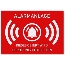 12 x Aufkleber Alarmgesichert (Klein - 7,4 x 5,2cm) - Schutz vor Einbruch in Auto und Wohnmobil - Aussenklebend - Alarm Sticker für mehr Sicherheit - Alarmanlage Aufkleber für außen - Geschlitzt