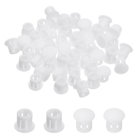 PATIKIL Plastic Hole Plugs, 48 Pcs 1/5"(5mm) Plastic Plugs Screw Hole Plug Snap Desk Grommet Buckle Knockout Locking Plugs Furniture Insert End Cap for Holes Kitchen Cabinet, White