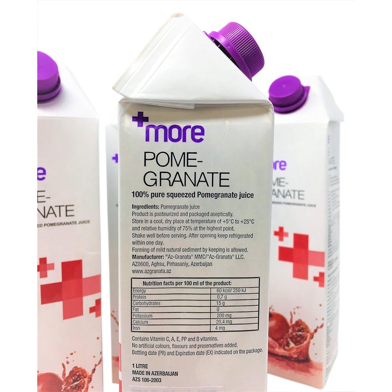 100% Pure Natural Pomegranate Juice, 33.8 Oz Cartoon Box (2