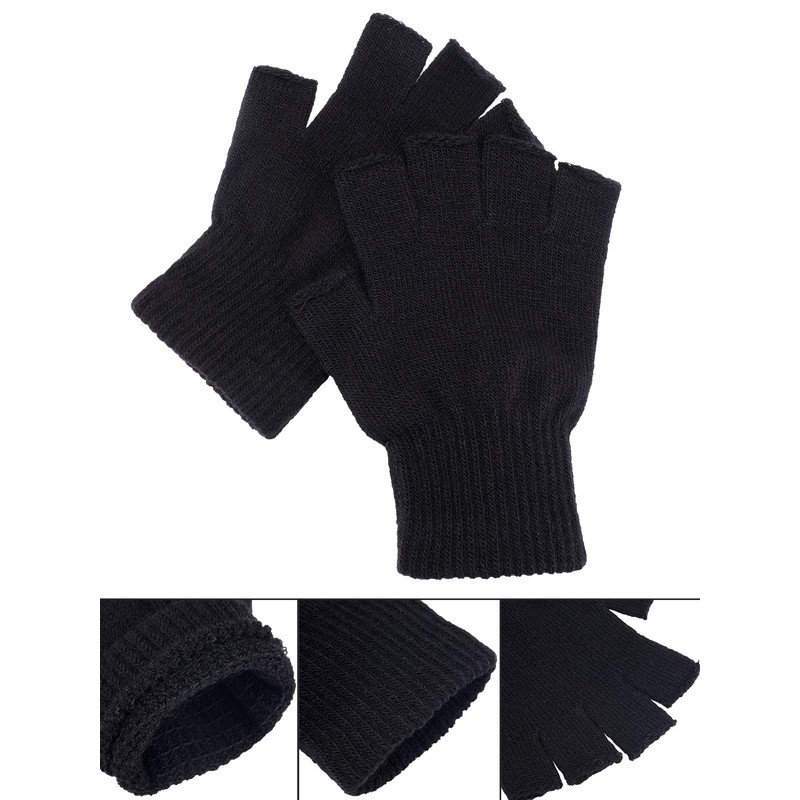 SATINIOR 2 Pair Unisex Winter Half Finger Gloves Knitted Fingerless
