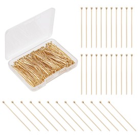 PandaHall Pack of 200 Head Pins 40 mm Ball Head Pins 24K Gold-Plated 304 Stainless Steel Jewellery Making Needles 0.7 mm Bead Needle for DIY Charm Earrings Bracelets Necklaces Crafts Jewellery Making