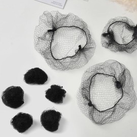100pzs Red para Cabello, Red de Pelo Tejida,Gorros Malla cofias desechable,Malla Elástica invisible para Mujer. Adecuado para Bailarinas de Ballet, Redecillas de Cocina y Cobertores de Pelo de Danza (Negro)