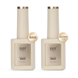 GAOY Glossy Gel Top Coat and Base Coat Set, 2 Pcs 16ml Glassy Top Coat and No Wipe Foundation Combination for UV Light Cure Gel Nail Polish
