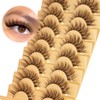 Brown Lashes Strip Natural Looking Cat Eye Eyelashes Wispy Fluffy