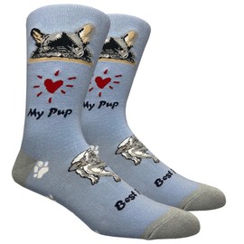 COUVER Mens Cotton Novelty Crew Dress Socks with Cute Animal Design- Dogs/French Bulldog, 10-13, 1 Pair
