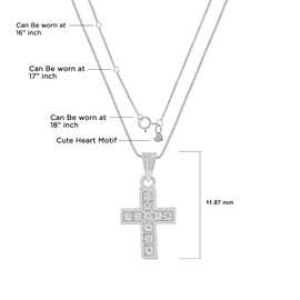 Lab Grown Diamond Cross Necklace | Dainty 1/20 CT. TW. Real White Gold Plated 925 Sterling Silver Cross Diamond Pendant Necklace | Ideal Gift for Girls