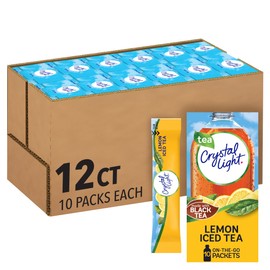 Crystal Light Lemon Iced Tea Naturally Flavored with other natural flavor Powdered Drink Mix, 120 ct Pack, 12 Boxes of 10 On-the-Go-Packets