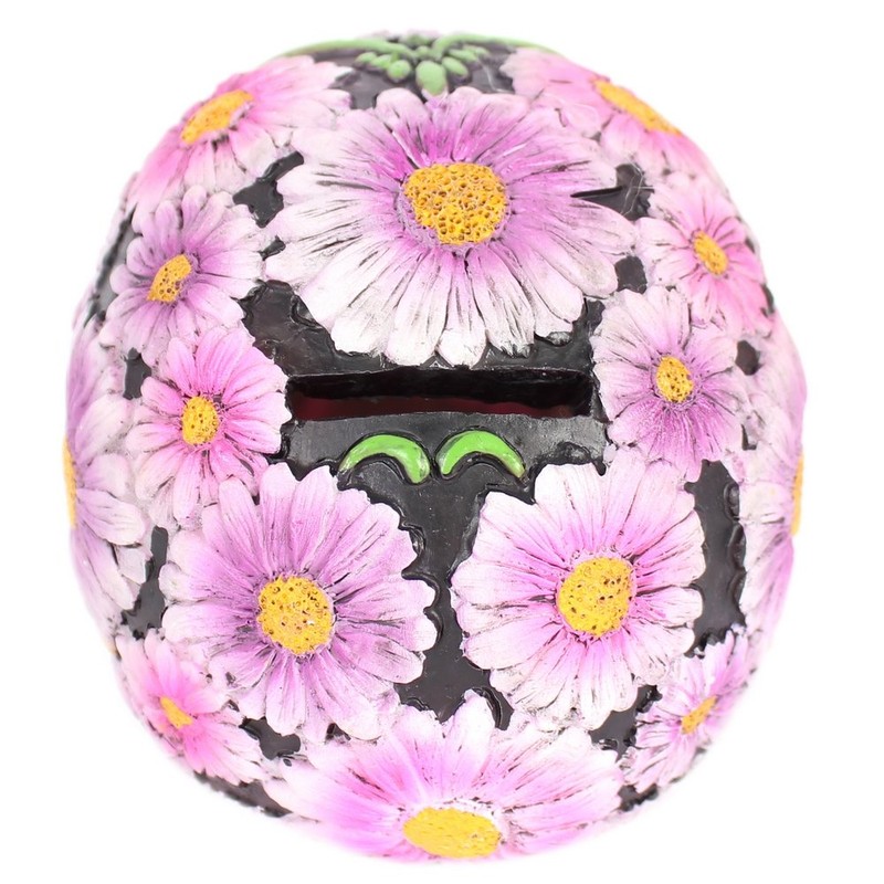 Purple Floral Candy Skull Money Box
