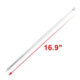 uxcell 4 Section Telescoping Antenna Aerial, 43cm Length Universal Telescopic Antenna Replacement for TV FM Radio Antenna, 3mm Threaded Mouth Rod Antenna for Scanner, Remote Control