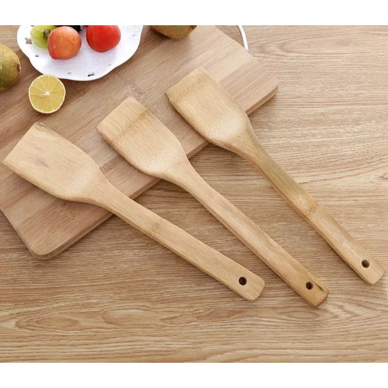 Idecor Set Juego 3 Palas De Bambú Utensilios De Cocina
