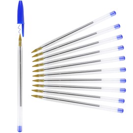 DERAYEE Pack of 10 Biro Crystal Original Ballpoint Pens Medium Tip (1mm) for School and Office - Blue