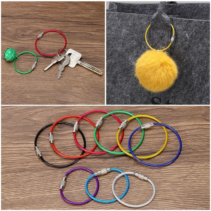 [PATIKIL] 6PCS 150mm Length Wire Keychain Cable Stainless Steel 1.5mm