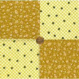 Various Manufacturers Golden Check Your Luck Shamrock Clover Cotton Novelty Fabric Squares my4