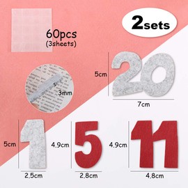 BHGT Set of 2 Felt Advent Calendar Christmas Numbers 1-24 Stickers Christmas Calendar Numbers Advent Numbers 1-24 Felt for Crafts (Red/Grey in Numbers)