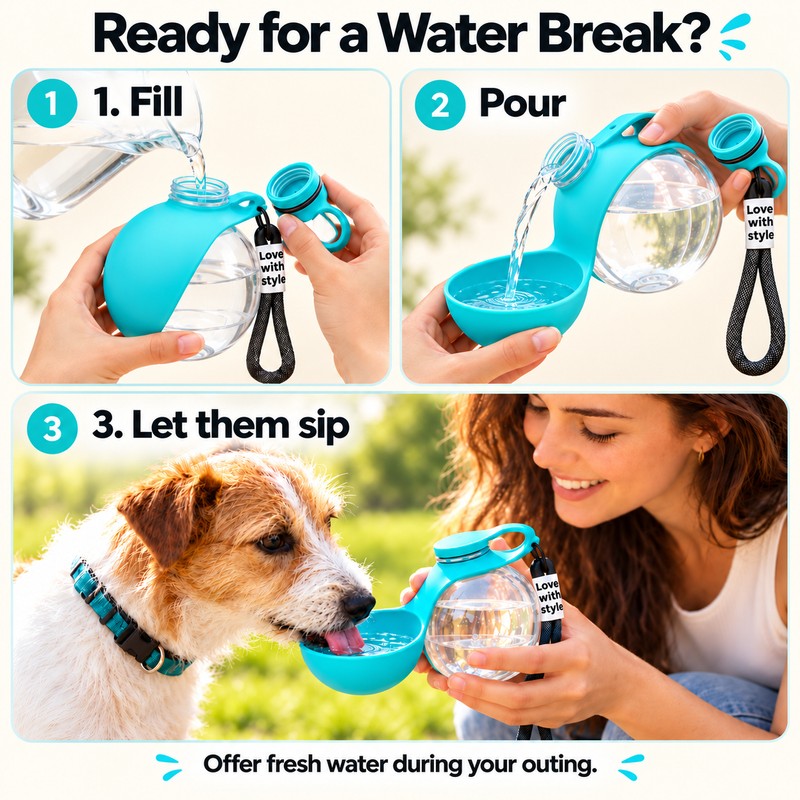 Portable Dog Water Bottle with Drinking Bowl – Compact 285