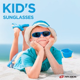 RIVBOS Sunglasses for Kids Polarized with Strap Rubber Flexible Shades Baby and Children Age 2-10 RBK003-1 sky blue
