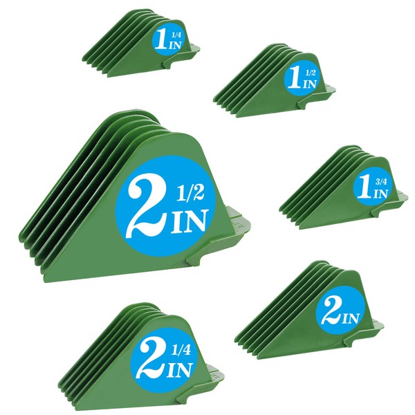 Clipper Guards for Wahl 10 12 14 16 18 20 Hair Clipper Guards 6pcs Extra Long Clipper Guard Attachments 2.5 Inch Clipper Guides Multiple Sizes Universal 2.5", 2.25", 2", 1.75", 1.5", 1.25" (Green)