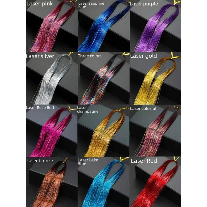 Cabello De Oropel Fosforescente 120cm Metálico Brillante