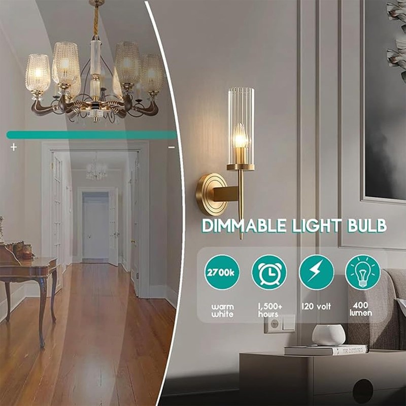 MMBGJKG Flame Tip Chandelier Light Bulb， 60W E12 Candelabra Base,Candle