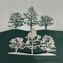 3Pcs/Set Silver Tree Metal Die Cuts, Tree Cutting Dies, Forest Cut Stencils Card Paper Craft DIY Template Metal Cutting Dies Album Embossing Paper Dies for Card Making Die-Cuts and Embossing