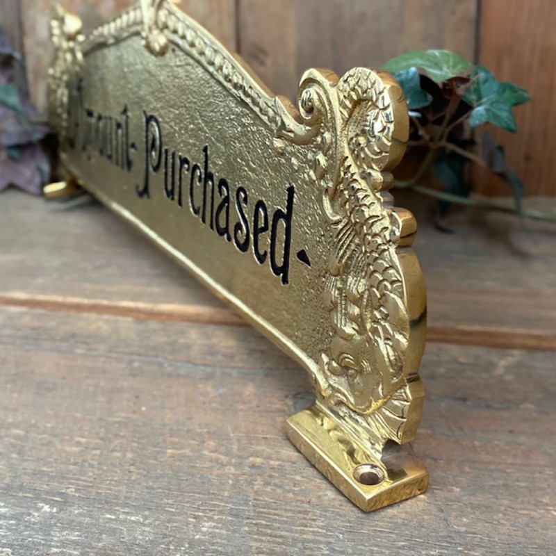 Amount Purchased Brass Cash Register Sign For Old Scroll Crank