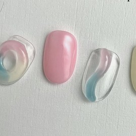 ˡᴬᴺᵀᶤˡ Gradient lump handmade nail tip - Oval / ˡᴬᴺᵀᶤˡ 그라데이션 덩어리 수제네일 팁 - 오발