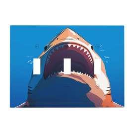 Nadoabtm Decorative Switch Plates Marine Shark Wall Plate 3 Gang Wall Plate Triple Toggle Light Switch Cover Faceplate Electrical Wall Panels for Bedroom Cabin Decor