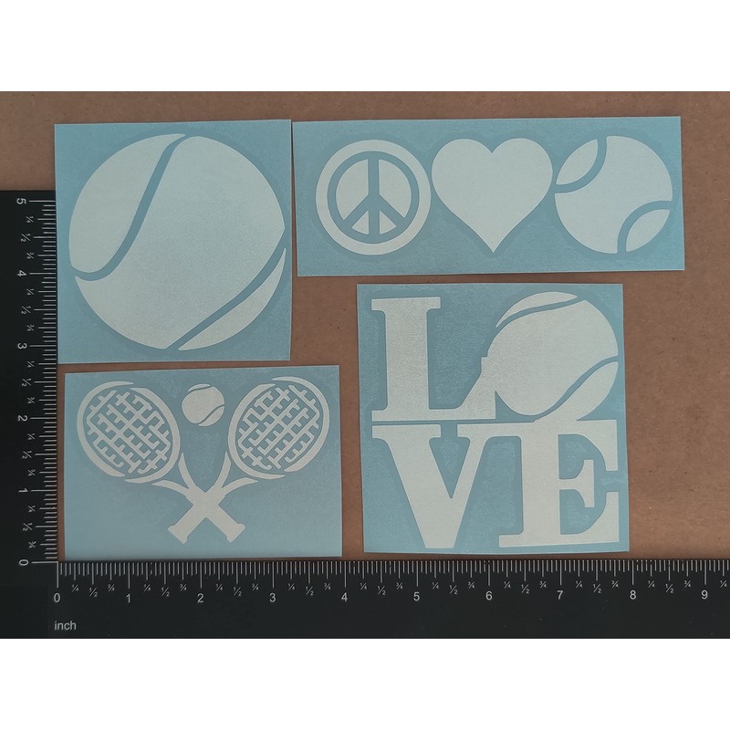 Sports Decal 4 Pack: Tennis - Assorted Decals (White)