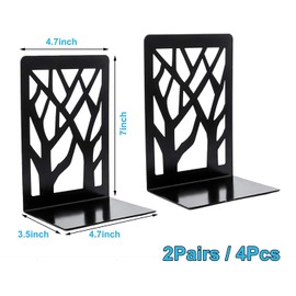 MSDADA Book Ends, Desk Bookends Heavy Duty, Book Ends Holder for Shelves, Metal Bookends for Office&School, Book Shelf Holder Home Decorative, Bookend Supports, Book Stoppers (Black, 2)