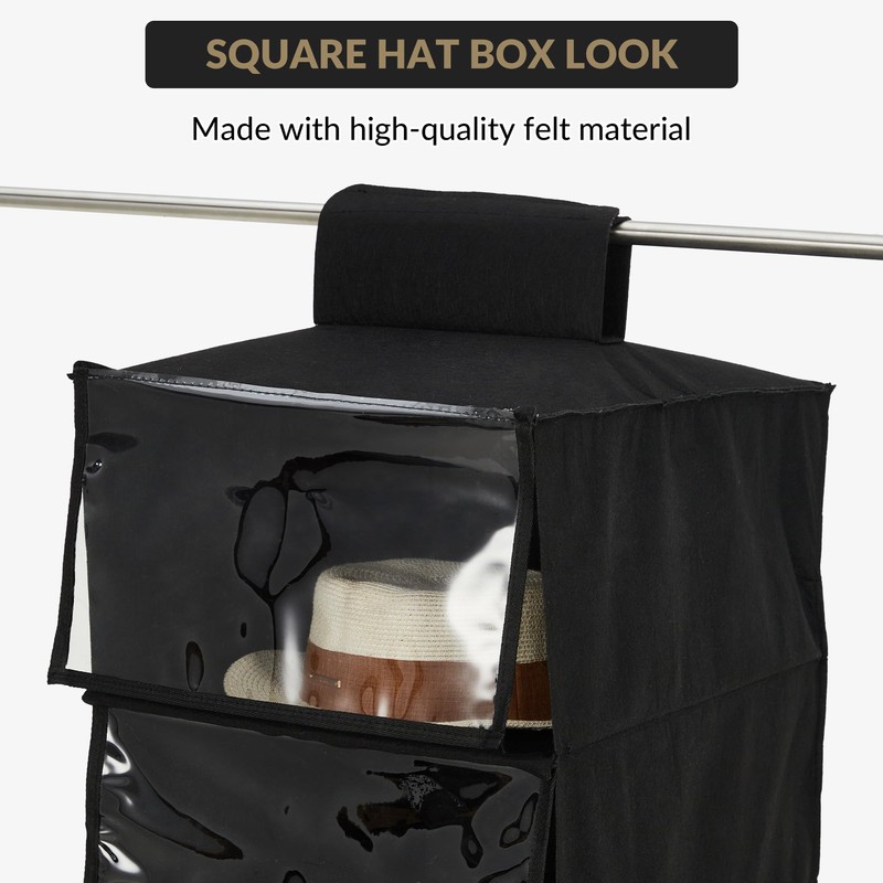 Garvee 2-Pack Hat Racks with Dust Cover, 6 Shelf Hanging