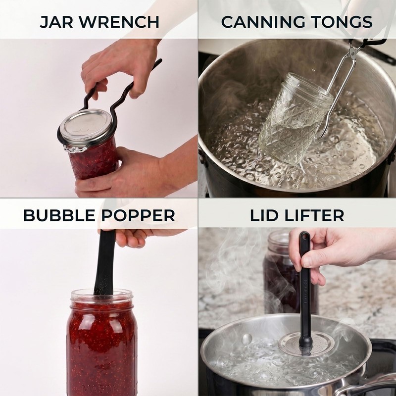 Canning Supplies Starter Kit with Rack, Jar Lifter, Tongs, Funnel,