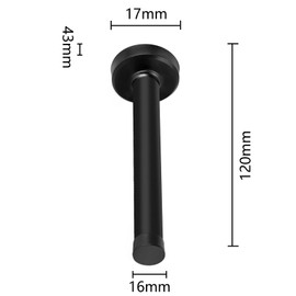 GisWell Stainless Steel Wall Door Stop, Wall Mounting, Stainless Steel Door Stop, Black Wall Door Buffer with Rubber Base, 120 mm Length, for Walls and Doors (Black)