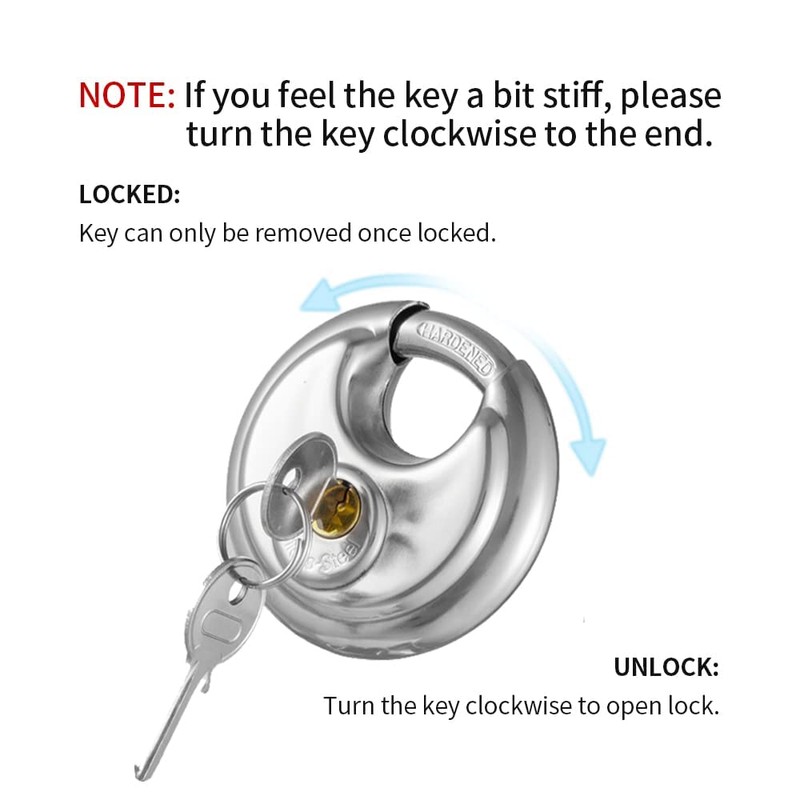 CINCINNO Discus Padlock with Key, 6 Pack Stainless Steel Storage