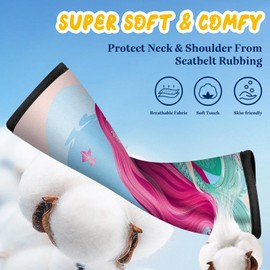 Akkya 2 Pack Seat Belt Cover Pad, Mermaid Seatbelt Cushion Car Seat Strap Pads for Kids Cartoon Carseat Stroller Shoulder Strap Protector Accessories