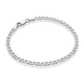 Miabella 925 Sterling Silver Italian 3mm, 4mm Solid Mariner Link Chain Bracelet for Men Women, Made in Italy (3mm - Length 7 Inches (Small))