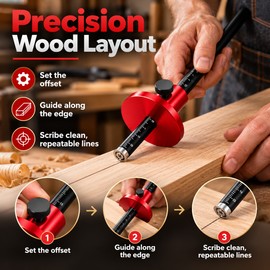 Woodworking Wheel Marking Gauge, Aluminum Alloy Wood Scriber for Precision Parallel Lines, Mortise Layout and Carpentry Measuring Tool