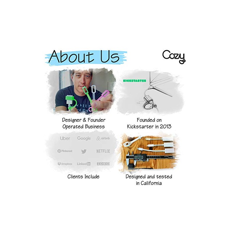 Cozy [4-Piece] USB Caps/Tether for Micro USB Cable & Compatible