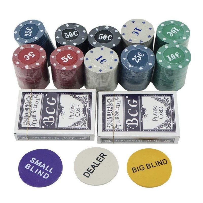 Poker Game Set with Metal Box Complete Fiches + Cards