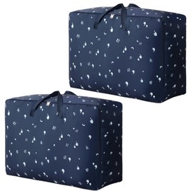 Ziyonix Pack of 2 Storage Bags Large 105L Storage Bedding Bag Foldable Clothes Storage Bags Waterproof Moving Bags with Zip for Duvets Cushions and Clothes