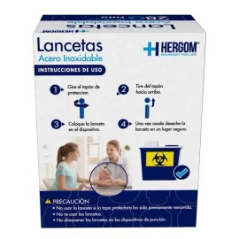 Lancetas Universales Acero Inoxidable Caja C/100 Pzas Hergom Color Azul
