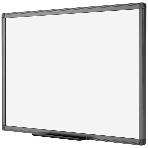 VIZ-PRO Magnetic Dry Erase White Board, 36 X 24 Inches, Black Aluminium Frame