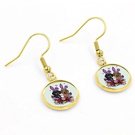 Dachshund Easter Drop Dangle Earring, Gold