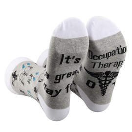 PXTIDY 2 Pairs Occupational Therapy Sock OT Student Gift OT Thank You Gift OT Therapist Sock (Cotton, a great day for sock)
