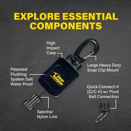 Gear Keeper Compact Scuba Diving Console - HD Rotating Snap Clip - RT4 Series Scuba Gear for Securing at Hip/Chest - Durable Diving Equipment - 18” Extension 24 oz Retraction - USA Made