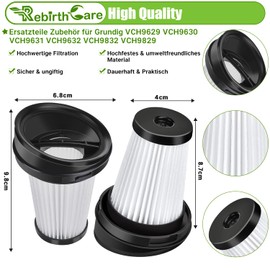 Rebirthcare Rebirthcare 2 St1ck VCH9632 Filter f1r Grundig VCH9629 VCH9630 VCH9631 VCH9632 VCH9832 VCH9829 Handstaubsauger Filter Hepa Filter Ersatzfilter Ersatzteile Ustauschfilter,Ersetzen Sie # 9178008590