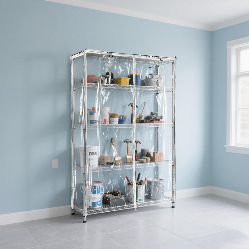 okcool Waterproof Shelf Cover,All Clear Wire Shelf Cover with Zipper,Transparent