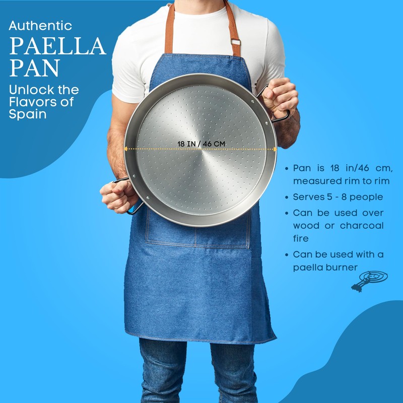 Garcima 18-Inch Pata Negra Restaurant Grade Paella Pan, 45cm