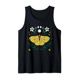 Boho Colorful Lunar Moth w/Moon & Lotus Flowers Nature Vibe Tank Top